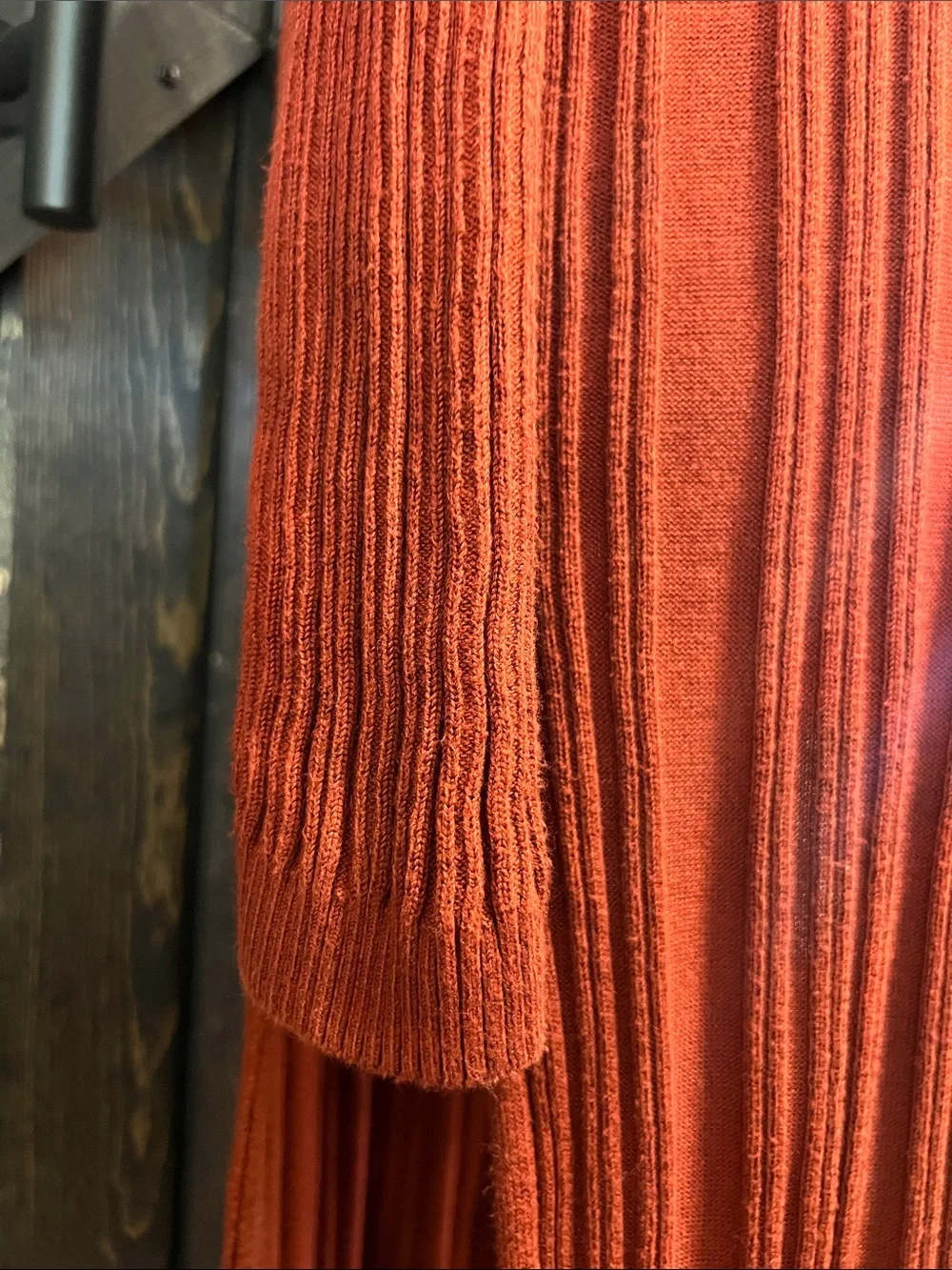 Free People Ribbed Duster Cardigan Sweater M Orange Brown Longline Boho Lounge